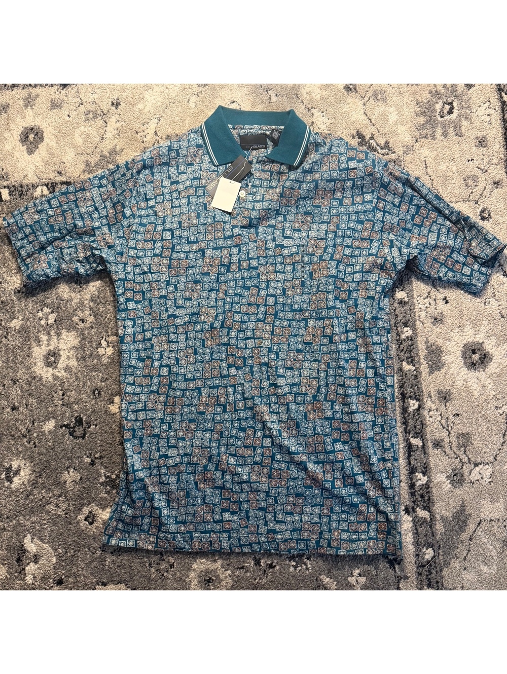 Vintage 90’s Bill Blass Men's Medium Polo Neptune Blue NWT